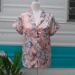 LE ROSE Floral Satin Sleep Shirt